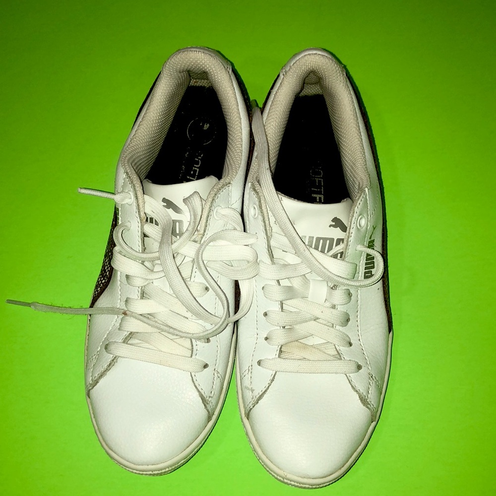 Puma White Leather Soft Foam Tennis Shoes Size 8